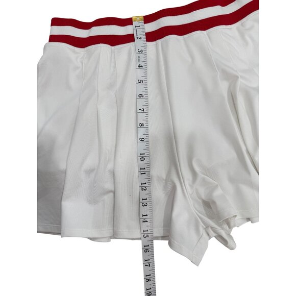 TuckerNuck White Pleated Tennis Skort With Red Waistband Womens Size L - Picture 5 of 8